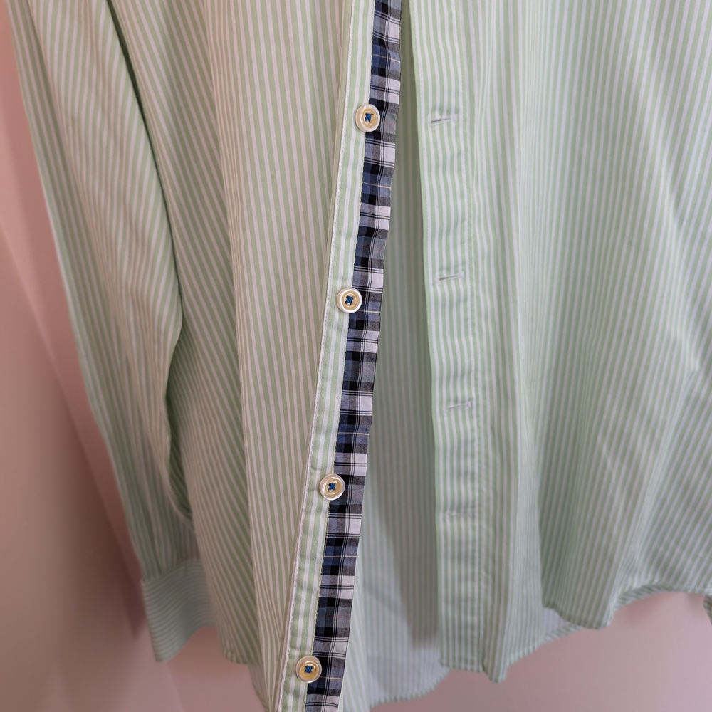 Men's Light Green Stripe Dress Shirt - Classic Collar - Picture 6 of 6